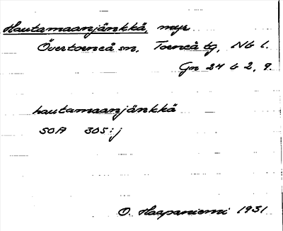 Bild på arkivkortet för arkivposten Hautamaanjänkkä