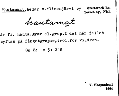 Bild på arkivkortet för arkivposten Hautamaat