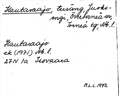 Bild på arkivkortet för arkivposten Hautasaajo