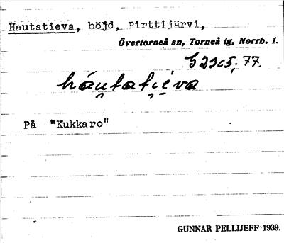 Bild på arkivkortet för arkivposten Hautatieva