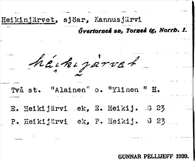 Bild på arkivkortet för arkivposten Heikinjärvet