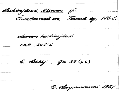 Bild på arkivkortet för arkivposten Heikinjärvi, Alinen