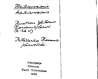 Bild på arkivkortet för arkivposten Heikinvainio