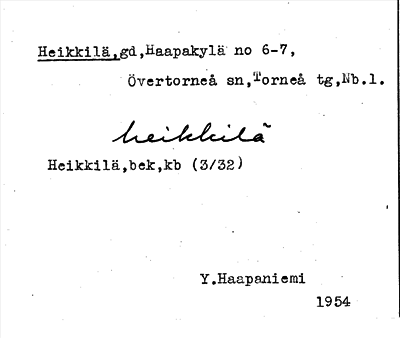 Bild på arkivkortet för arkivposten Heikkilä