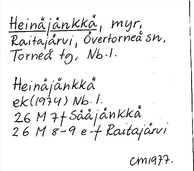 Bild på arkivkortet för arkivposten Heinäjänkkä
