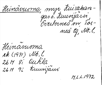 Bild på arkivkortet för arkivposten Heinävuoma