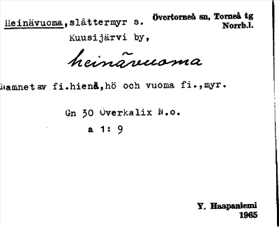Bild på arkivkortet för arkivposten Heinävuoma