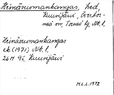 Bild på arkivkortet för arkivposten Heinävuomankangas
