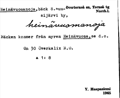 Bild på arkivkortet för arkivposten Heinävuomanoja