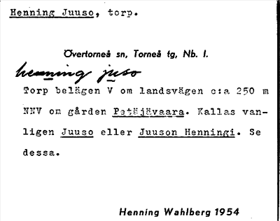 Bild på arkivkortet för arkivposten Henning Juuso