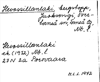 Bild på arkivkortet för arkivposten Hevossillanlaki