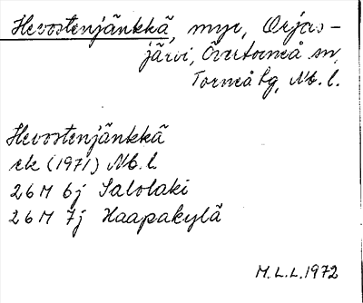 Bild på arkivkortet för arkivposten Hevostenjänkkä
