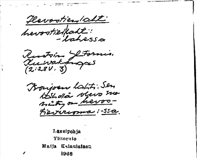 Bild på arkivkortet för arkivposten Hevostienlahti