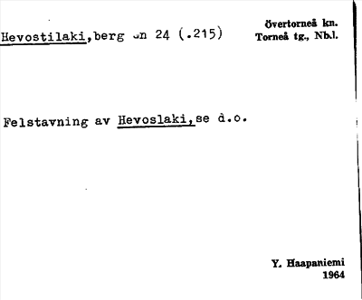 Bild på arkivkortet för arkivposten Hevostilaki, se Hevoslaki