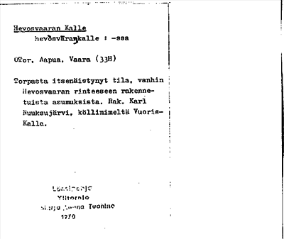 Bild på arkivkortet för arkivposten Hevosvaaran Kalle