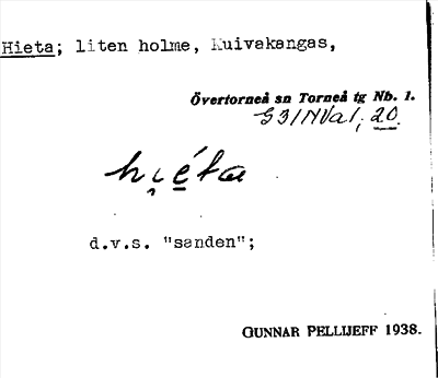 Bild på arkivkortet för arkivposten Hieta