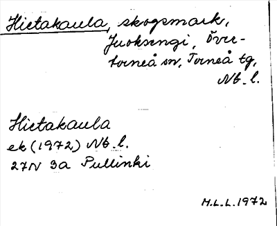 Bild på arkivkortet för arkivposten Hietakaula
