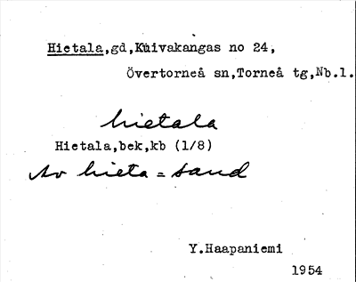 Bild på arkivkortet för arkivposten Hietala