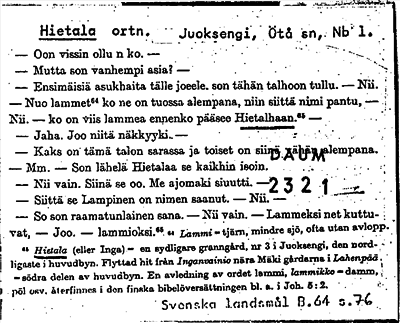 Bild på arkivkortet för arkivposten Hietala