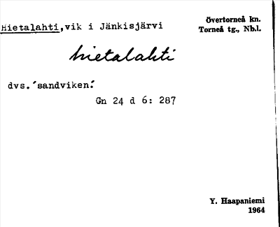Bild på arkivkortet för arkivposten Hietalahti