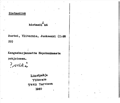 Bild på arkivkortet för arkivposten Hietasölkä