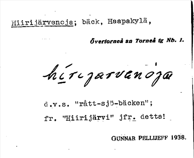 Bild på arkivkortet för arkivposten Hiirijärvenoja