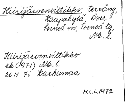 Bild på arkivkortet för arkivposten Hiirijärvenvittikko