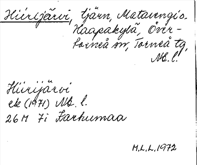 Bild på arkivkortet för arkivposten Hiirijärvi