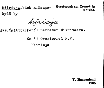 Bild på arkivkortet för arkivposten Hiirioja