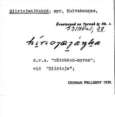 Bild på arkivkortet för arkivposten Hiiriojanjänkkä