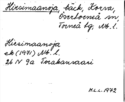 Bild på arkivkortet för arkivposten Hirsimaanoja