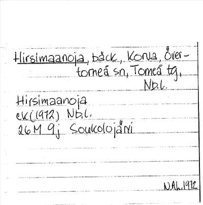 Bild på arkivkortet för arkivposten Hirsimaanoja