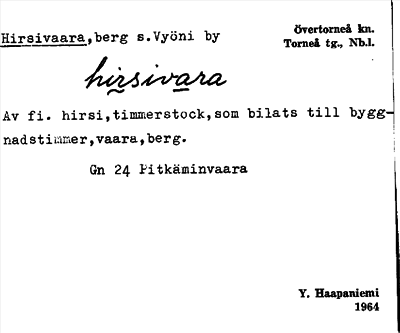 Bild på arkivkortet för arkivposten Hirsivaara