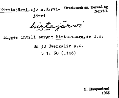 Bild på arkivkortet för arkivposten Hirttajärvi