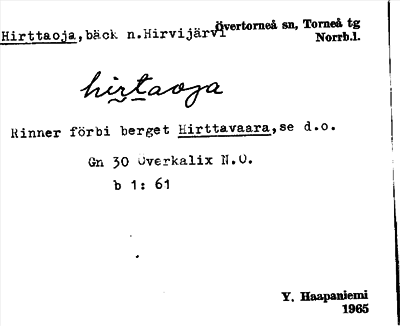Bild på arkivkortet för arkivposten Hirttaoja
