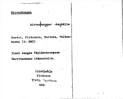Bild på arkivkortet för arkivposten Hirvaskangas