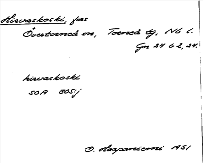 Bild på arkivkortet för arkivposten Hirvaskoski