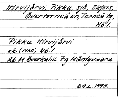 Bild på arkivkortet för arkivposten Hirvijärvi, Pikku
