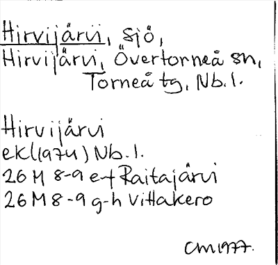 Bild på arkivkortet för arkivposten Hirvijärvi