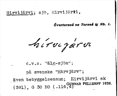 Bild på arkivkortet för arkivposten Hirvijärvi