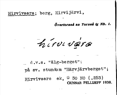 Bild på arkivkortet för arkivposten Hirvivaara