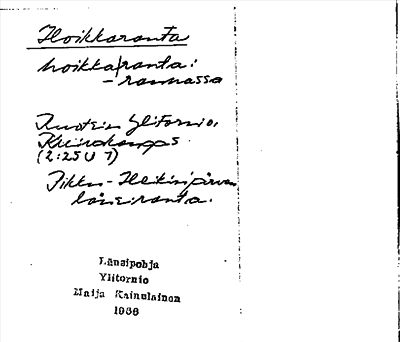 Bild på arkivkortet för arkivposten Hoikkaranta