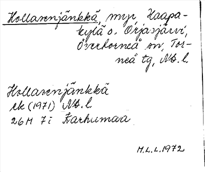 Bild på arkivkortet för arkivposten Hollasenjänkkä