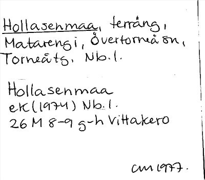 Bild på arkivkortet för arkivposten Hollasenmaa