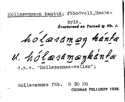 Bild på arkivkortet för arkivposten Hollasenmaan kenttä