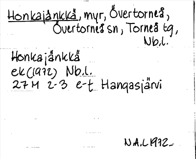 Bild på arkivkortet för arkivposten Honkajänkkä