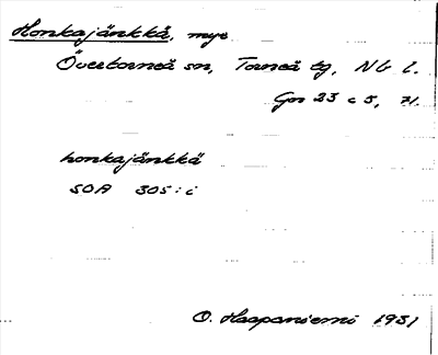 Bild på arkivkortet för arkivposten Honkajänkkä