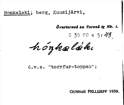 Bild på arkivkortet för arkivposten Honkalaki
