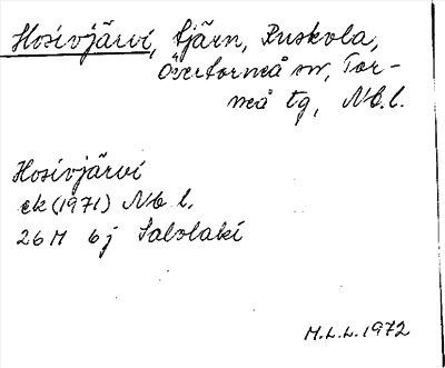 Bild på arkivkortet för arkivposten Hosiojärvi