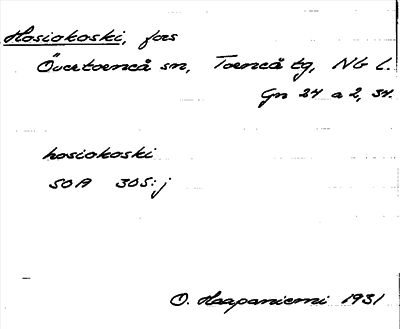 Bild på arkivkortet för arkivposten Hosiokoski